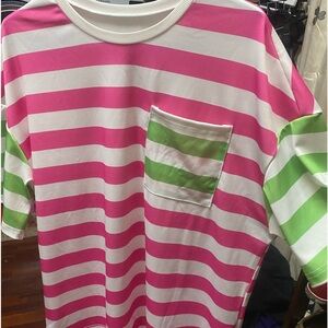 summer striped drop shoulder loose fit casual tshirt nice fabric brand new. NWOT